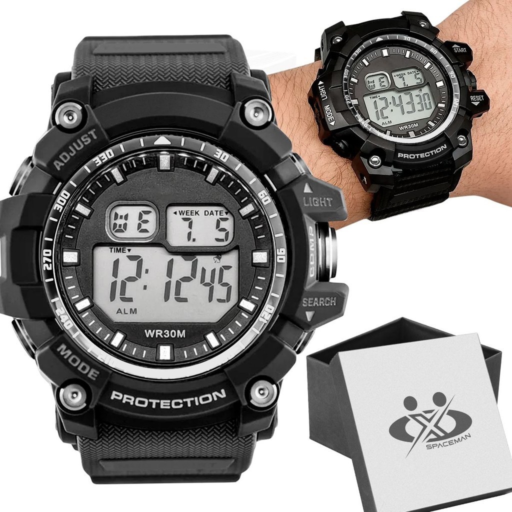 relogio masculino digital preto original + prova dagua caixa presente data esportivo cronometro