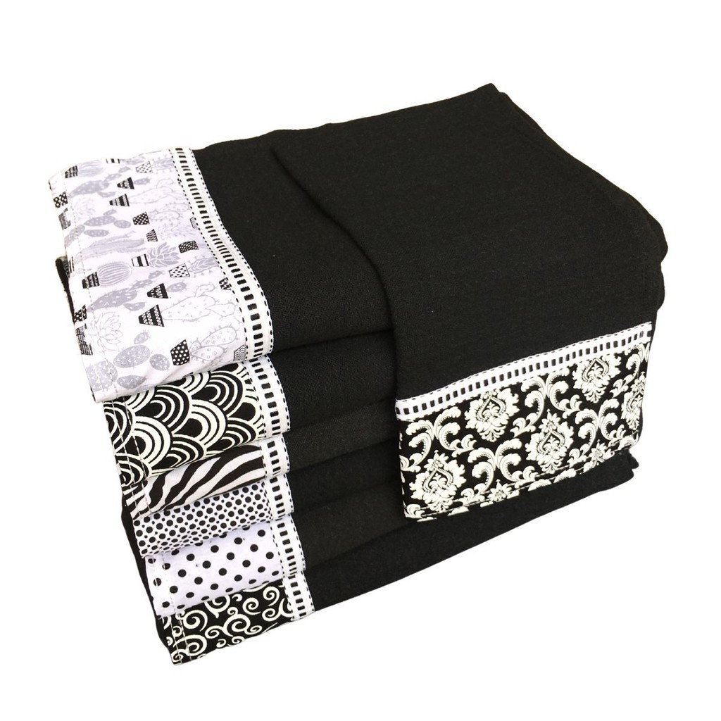 Pano de Prato Preto Minimalista Gourmet 05 Unid