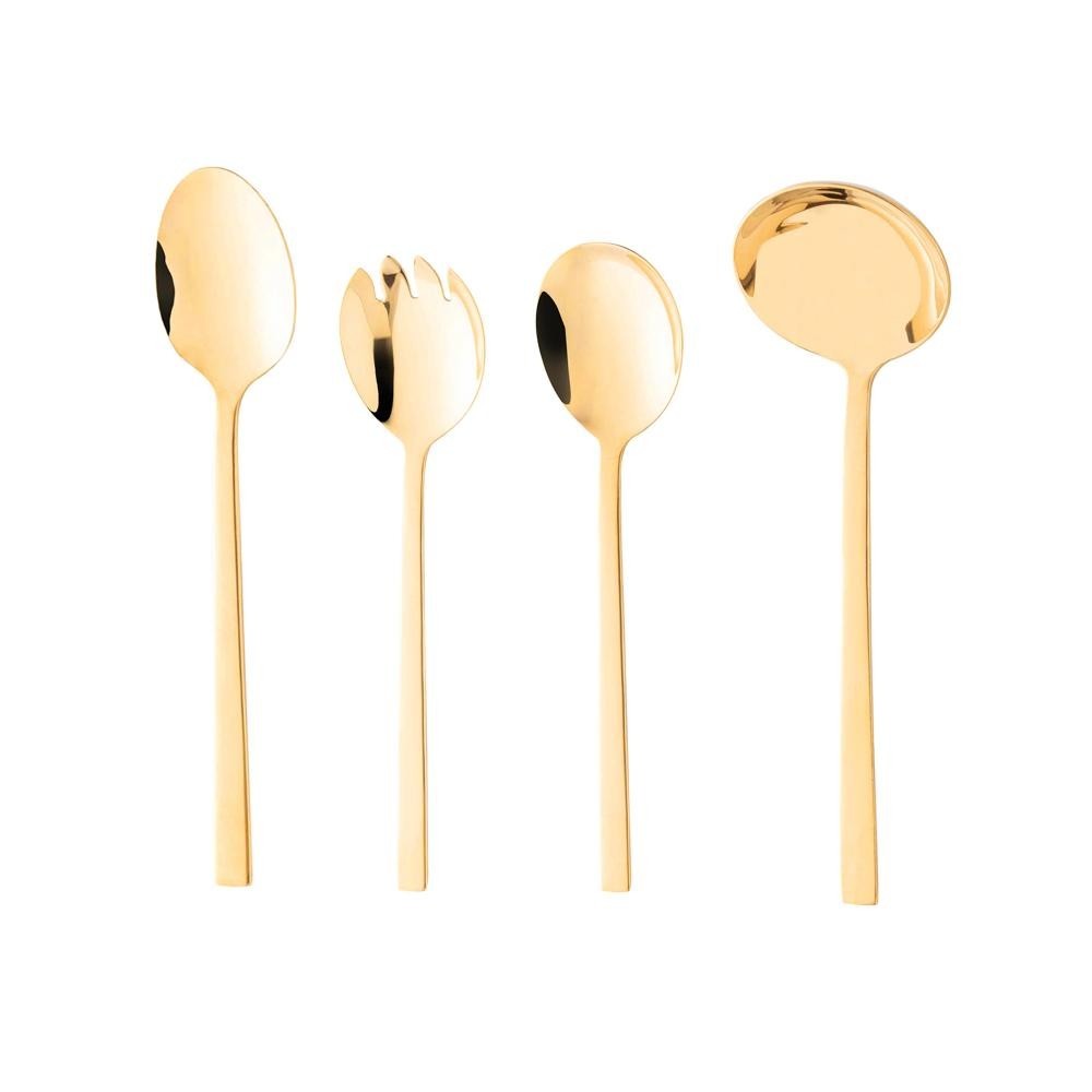 4 Talheres Wolff Firenze de Aço Inox para Servir Dourado - Home & Living