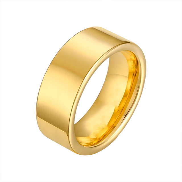 Aliança De Banhada A Ouro Reta 8mm Noivado em Oferta na Shopee