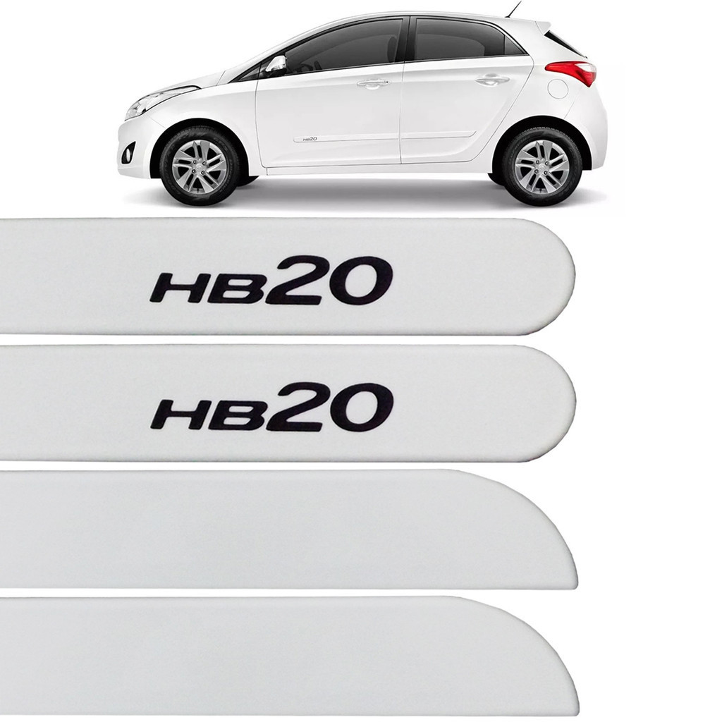 Jogo Friso Lateral HB20 Hatch 2012 Até 2024 Branco Polar