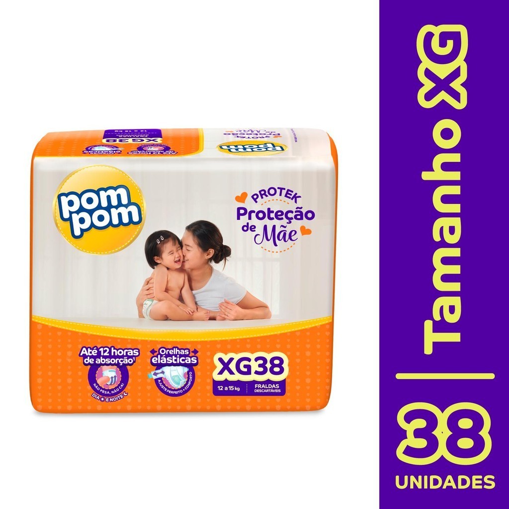 Fralda Pom Pom Protek Proteção de Mãe Mega XG com 38un · foto 2