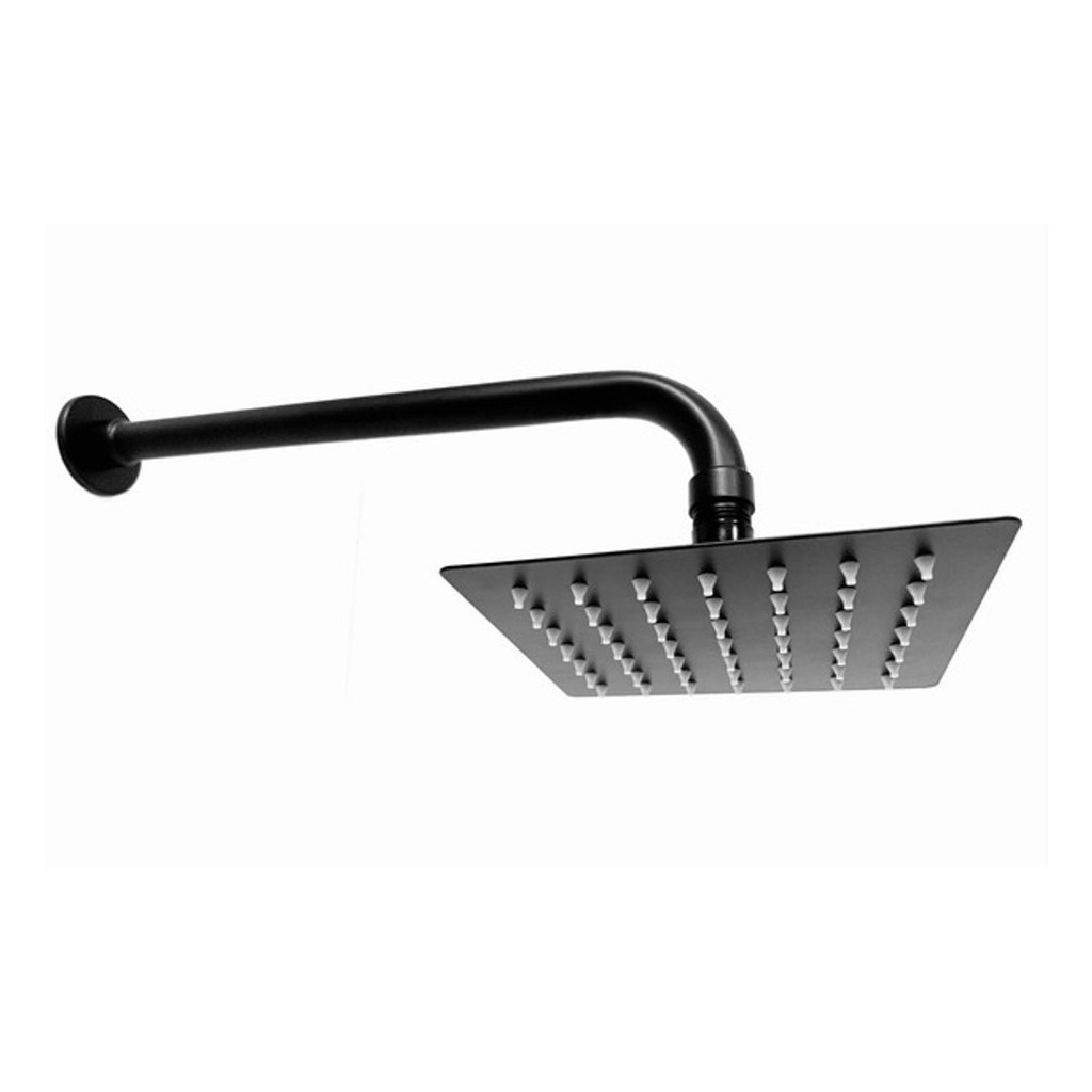 Ducha Quadrada Slim Aço Inox Articulável 15x15 Square Black Chuveiro Jato Intenso 12 Litros Aquecedor Solar e Gás Área Externa Piscina Preto Fosco