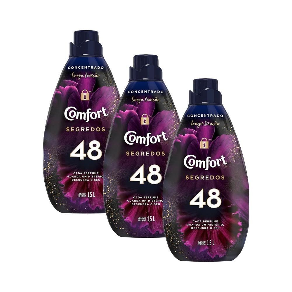 Kit com 3 Amaciantes Concentrado Comfort 48 Segredos 1,5L cada - Home & Living
