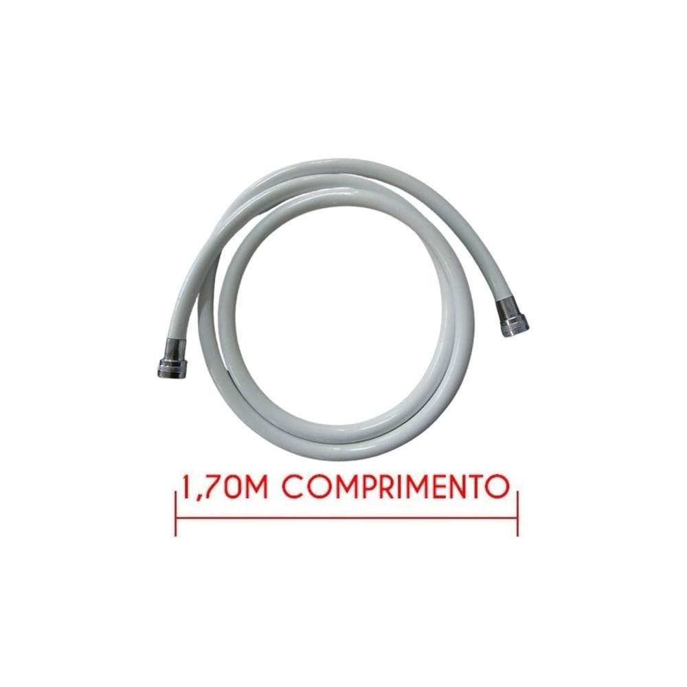 Mangueira Plástica Cardal Branca Com Luvas Cromadas 1,7m 1/2" - PR511