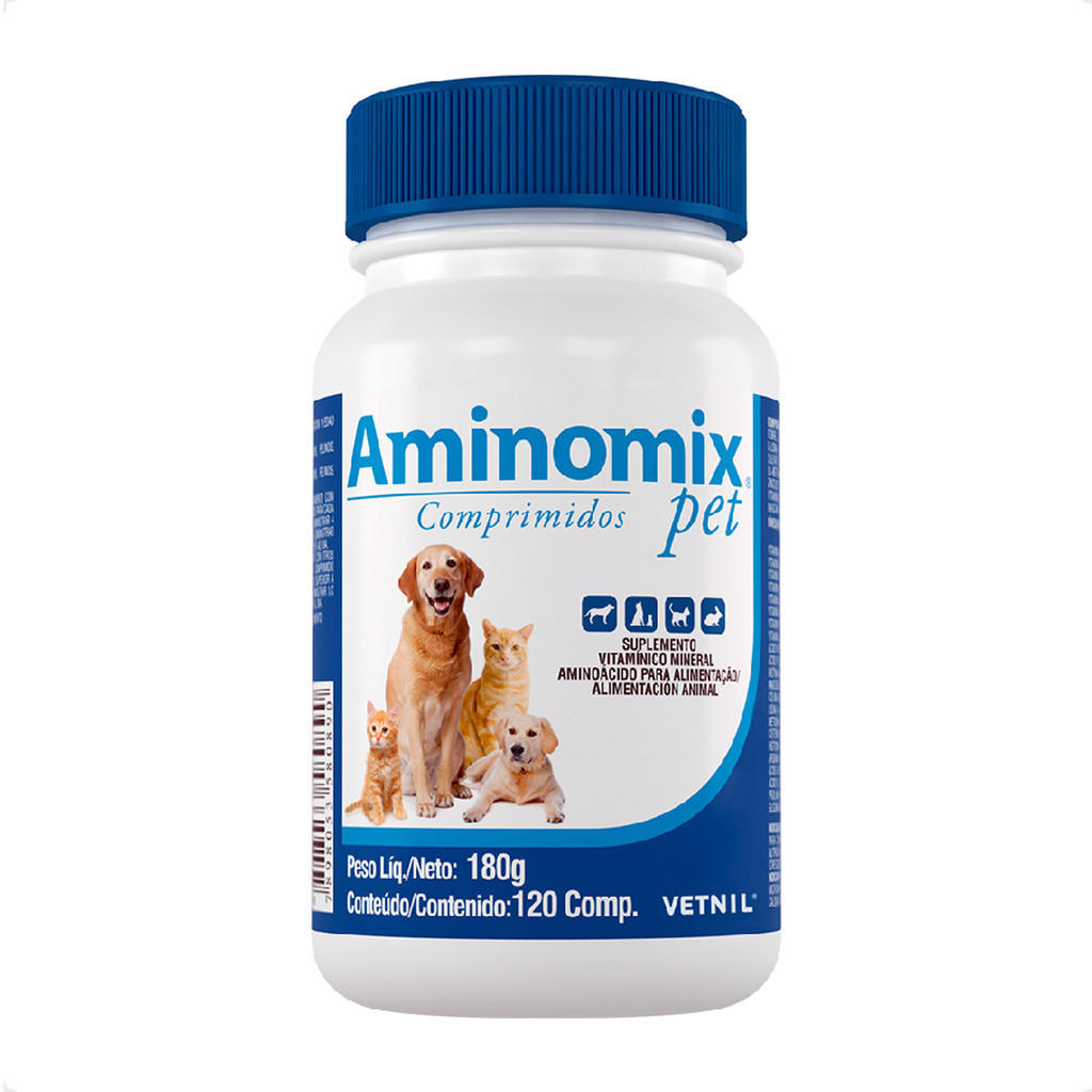 Aminomix Pet Vetnil Suplemento para Animais - 120 Comprimidos em Oferta na Shopee