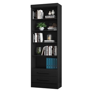 Estante Livreiro 2 Gavetas e 5 Prateleiras Fancy Q01 Preto Fosco - Mpozenato em Oferta na Shopee