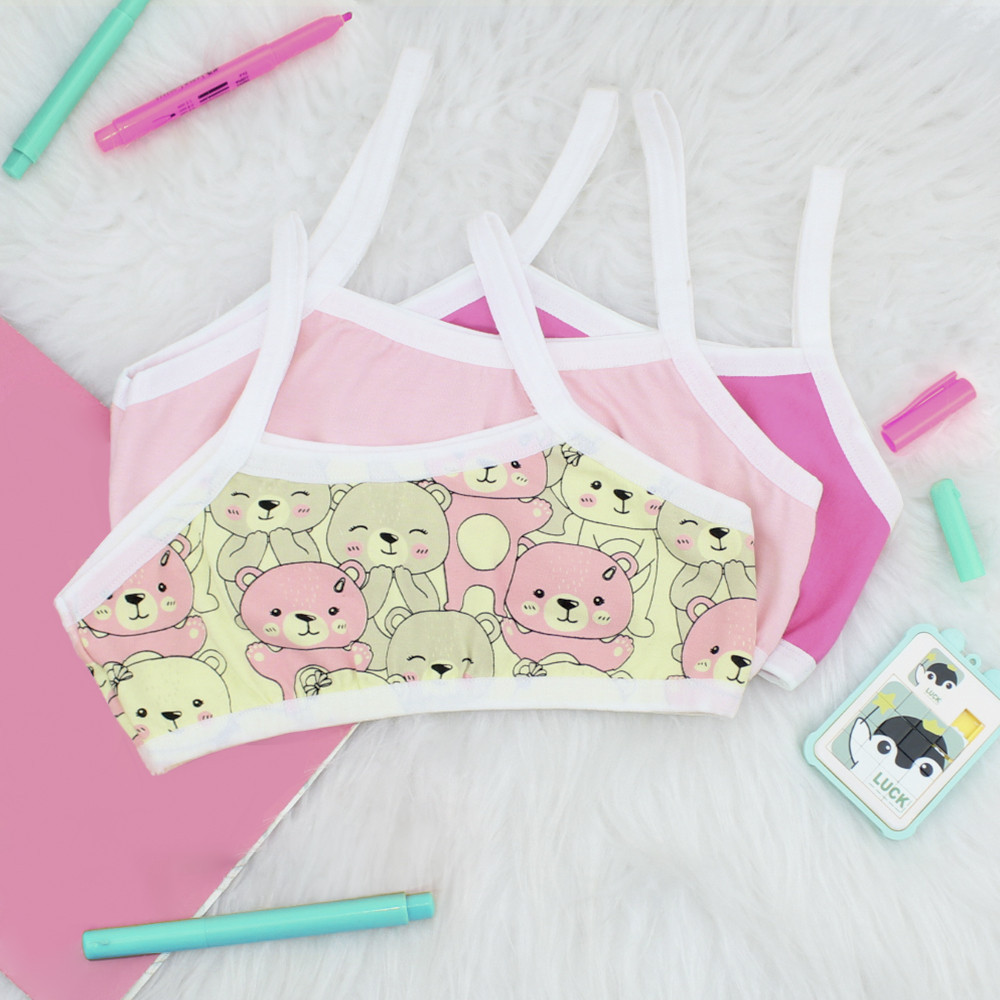 Kit 5 top cotton sem bojo sutiã infantil meninas confortável