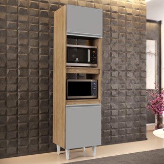 Paneleiro Cozinha Torre Quente 56cm Colorado Castanho/Cinza - Lumil Móveis em Oferta na Shopee