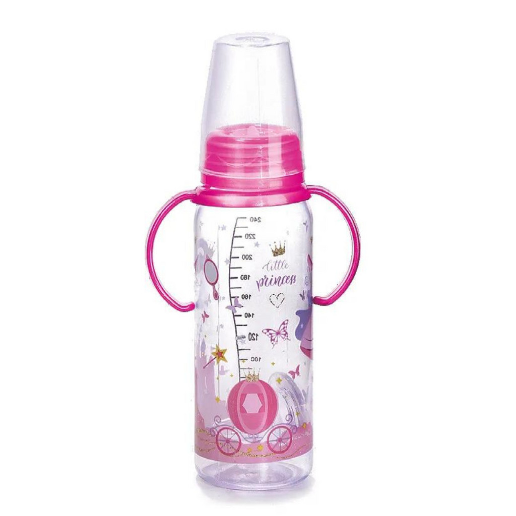 Mamadeira Luxo Com Alça 240 ML Bico Assimetrico Infantil Bebes