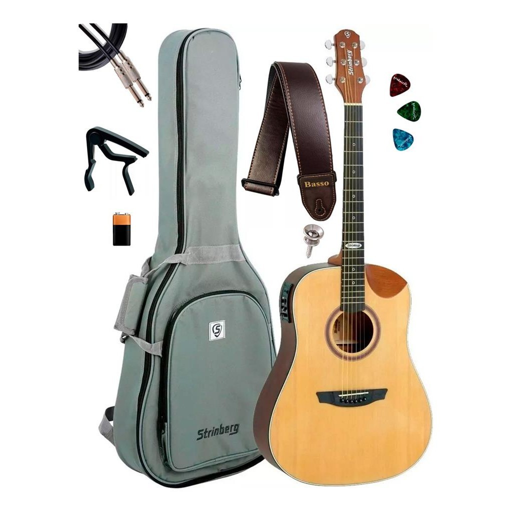 Kit Violao Strinberg Eletrico Sd201hc Half Cutaway Completo NS em Oferta na Shopee