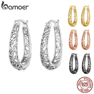 Bamoer Silver Vintage Vine Real 925 Sterling Hoop Brincos De Prata Para Festa Feminina Jóias Finas BSE466 em Oferta na Shopee