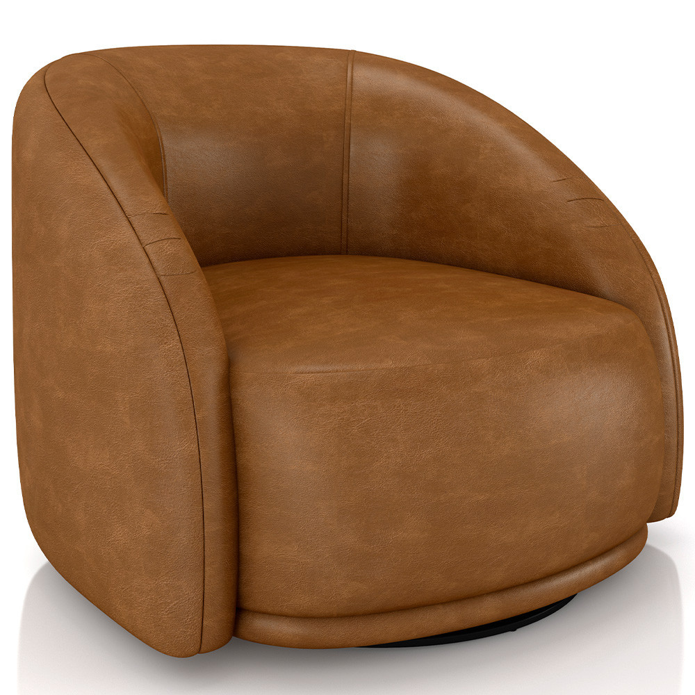 Poltrona Decorativa Giratória Angelina M03 Couríssimo Whisky - Lyam Decor - Home & Living