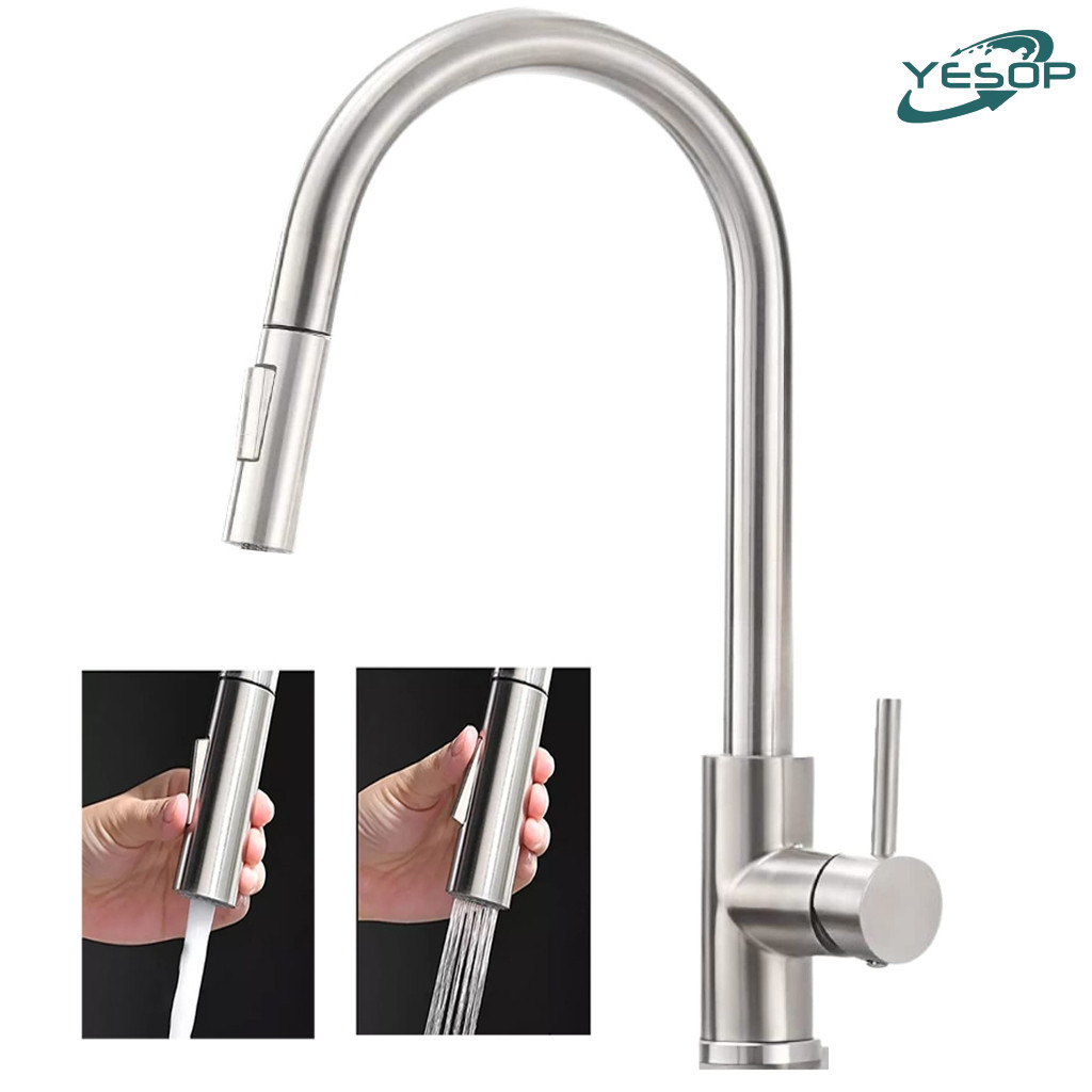 Torneira Cozinha Bancada Gourmet Extensível Misturador Inox Cor Prateado Escovado/Preto Ye...