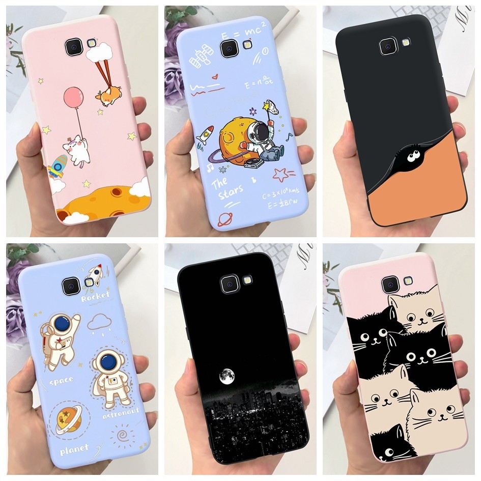 Invólucro Para Samsung Galaxy J7 Prime/J7 2/ON7 2016 G670Y G670H Caso Macio Bonito Astronauta Dos Desenhos Animados Fosc