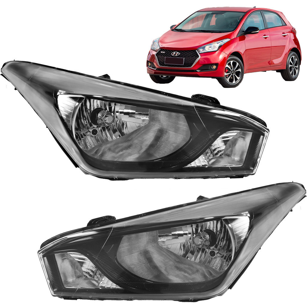 Farol HB20 HB20S 2012 2013 2014 2015 a 2018 Máscara Negra