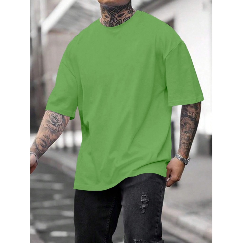 T Shirt Plus Size Verde Camisa Casual Camiseta Larga Confortável Blusa Oversized Esportiva Lisa 