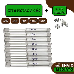 Kit 8 Pistão à Gás Com Amortecedor Para Porta Armário Cozinha Abre Para Cima