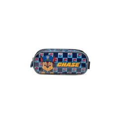 Estojo Escolar Masculino Médio Patrulha Canina Chase 3 Compartimentos Azul