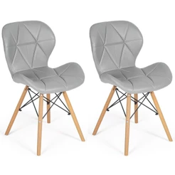 Kit 02 Cadeiras Charles Eames Eiffel Slim Wood Estofada