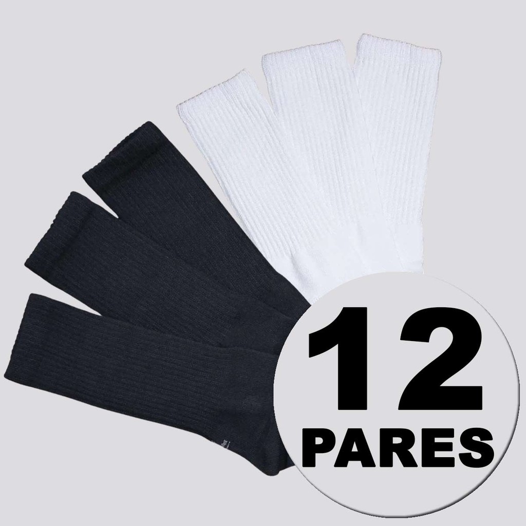 Kit Meia Lupo Sport Walk Cano Longo 12 Pares Preta e Branca