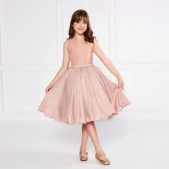 Vestido Infantil Renda Laise Cinto Pérolas Cores Variadas