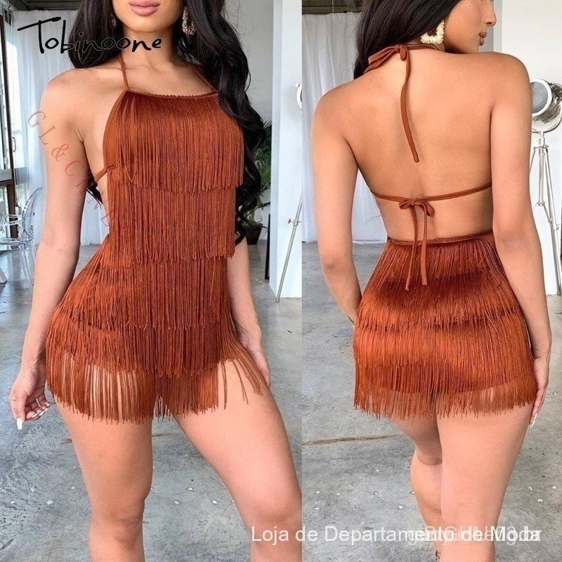 Vestido de Verão Feminino GLCHENG Tobinoone, Peça Única, Sem Costas, Mini, Casual, Sexy, Estilo Bandage NREH