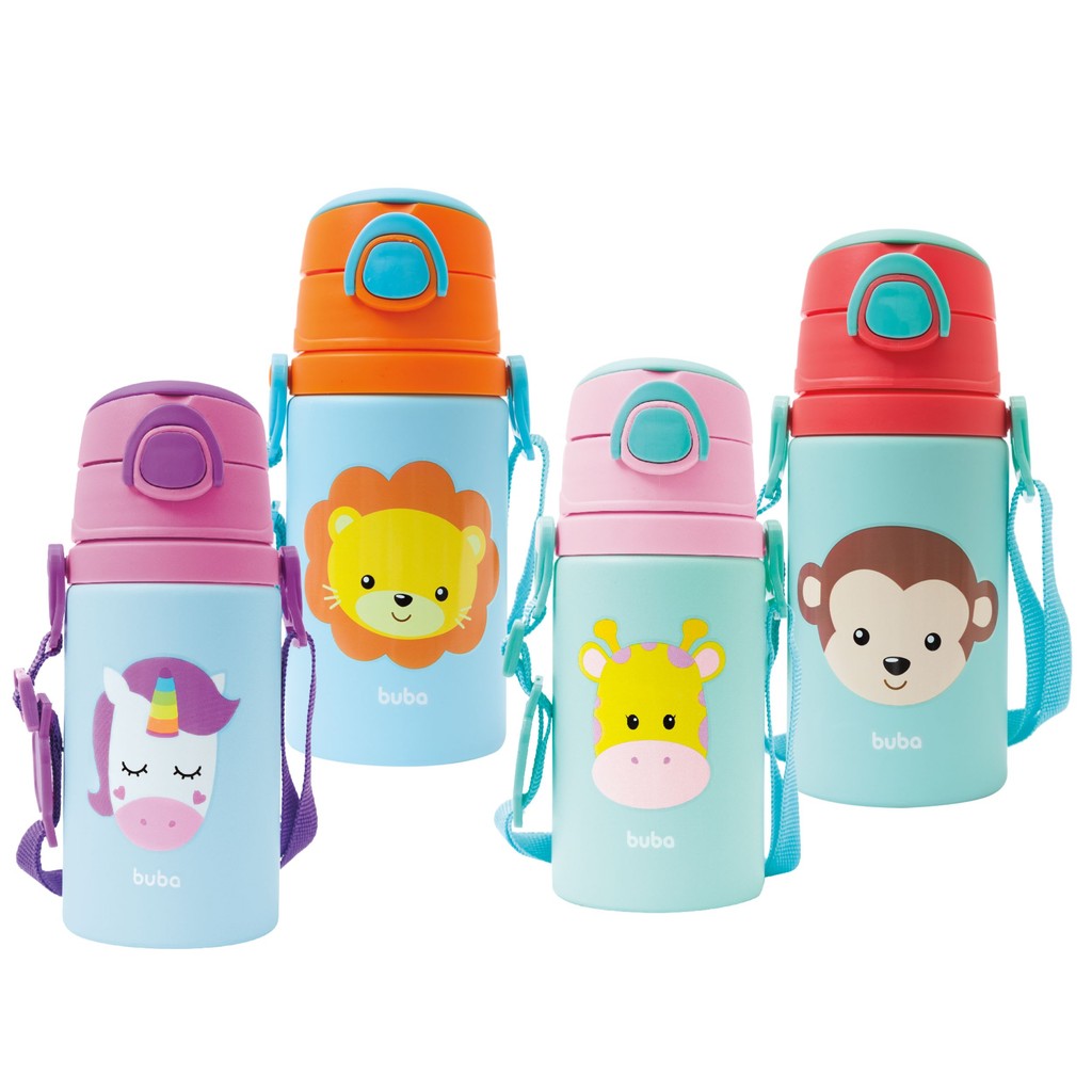 Garrafinha De Alumínio Canudo Animal Fun 400ml Buba em Oferta na Shopee