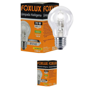 Kit 2 Lâmpada Halógena Clássica Foxlux 70W 220V | Iluminação forte, reprodução fiel de cores em Oferta na Shopee