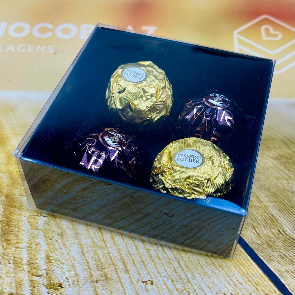 10~50 Caixa P/4 Doces Preto com Visor PVC N4 ASSK  8,5x8,5x4