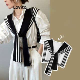Lovito Lenço Casual Listrado Liso Para Mulheres LFA14266