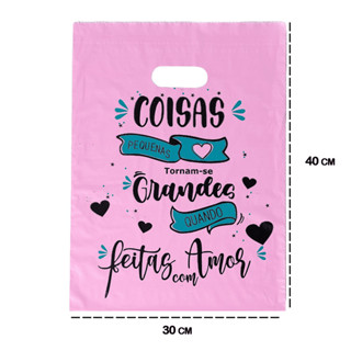 Sacolas Plásticas Estampada 30x40 Alça Vazada 50 Un Frase Cp em Oferta na Shopee