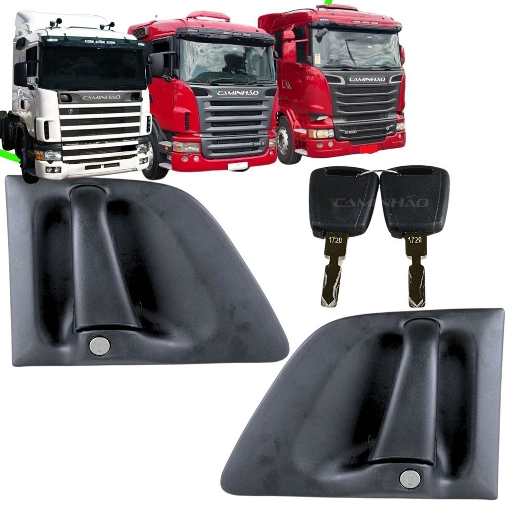 Par Maçaneta Externa da Porta para Scania 124 / PGR / S5 - 1998 a 2018 - 2 Chaves Mesmo Segredo (1488409 + 1488410) em Oferta na Shopee