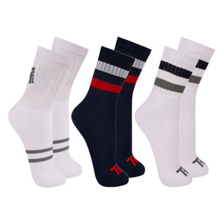 Kit com 3 Pares Meias Sport Cano Médio Listrada Trifil