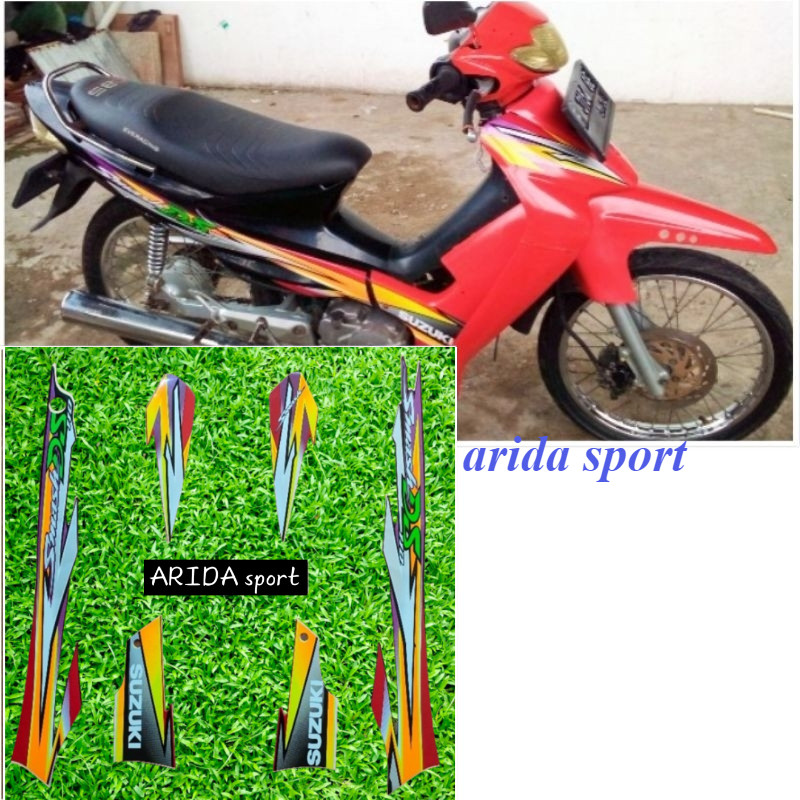 MERAH Suzuki Smash DS 110 Adesivo Listrado Vermelho Preto 2003 2006 Qualidade original