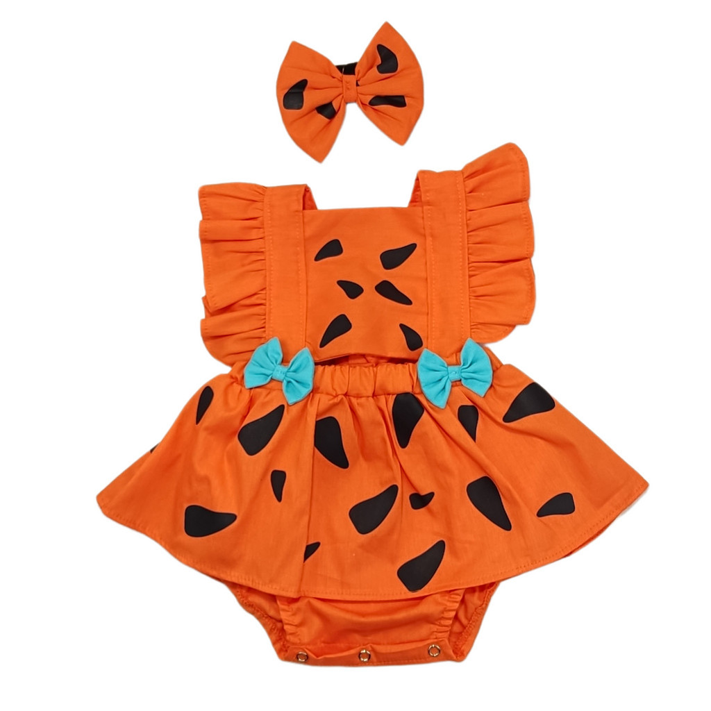 Romper Jardineira Pedrita com Lacinho Body Roupa Bebê Bunda Rica Mesversário