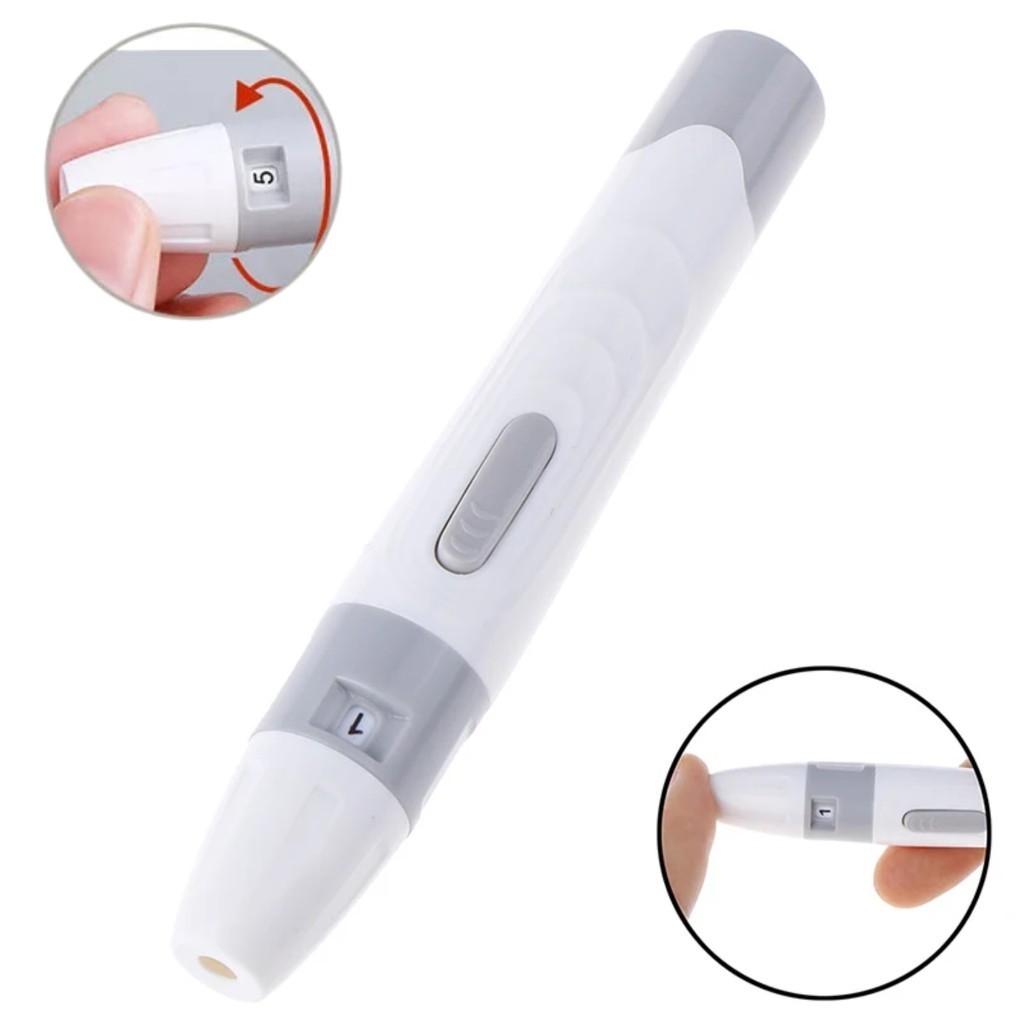 Caneta Lancetadora Universal Regulável Bioland LA100 para Furar Dedo Indolor Medir Glicemia Diabetes