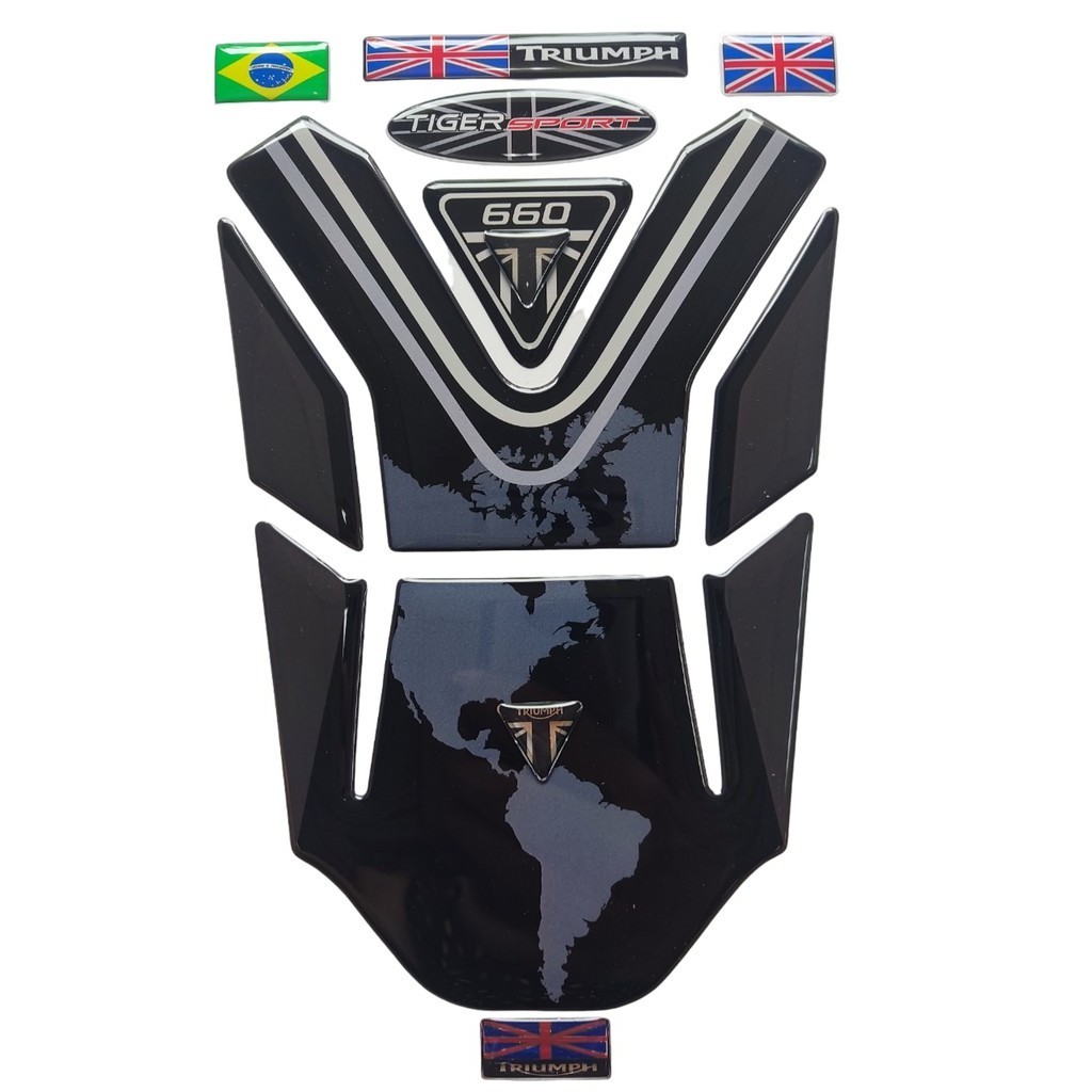Adesivo Resinado Tanque Moto Triumph Tiger Sport 660 23 Preto/Prata