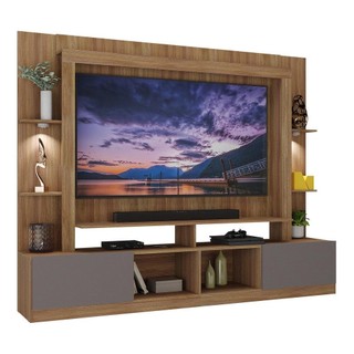 Rack Estante c/ Suporte TV 65" e Leds Berlim Multimóveis Madeirado/Lacca Fumê em Oferta na Shopee