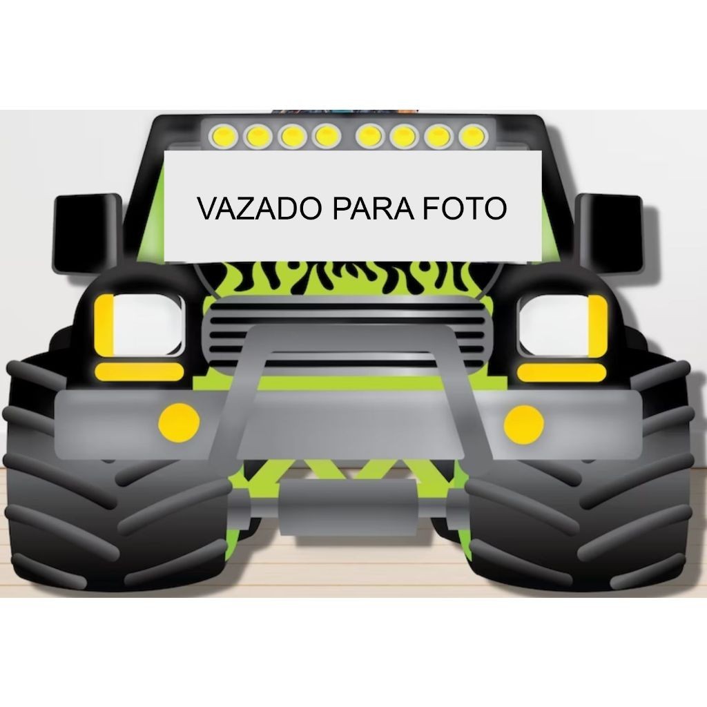 Display MDF de Chão - Monster Truck Carro Frente Vazado Preto