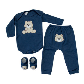 Body Bebê conjunto 3 peças com mijão bordado e sapatinho cursinho teddy em Oferta na Shopee