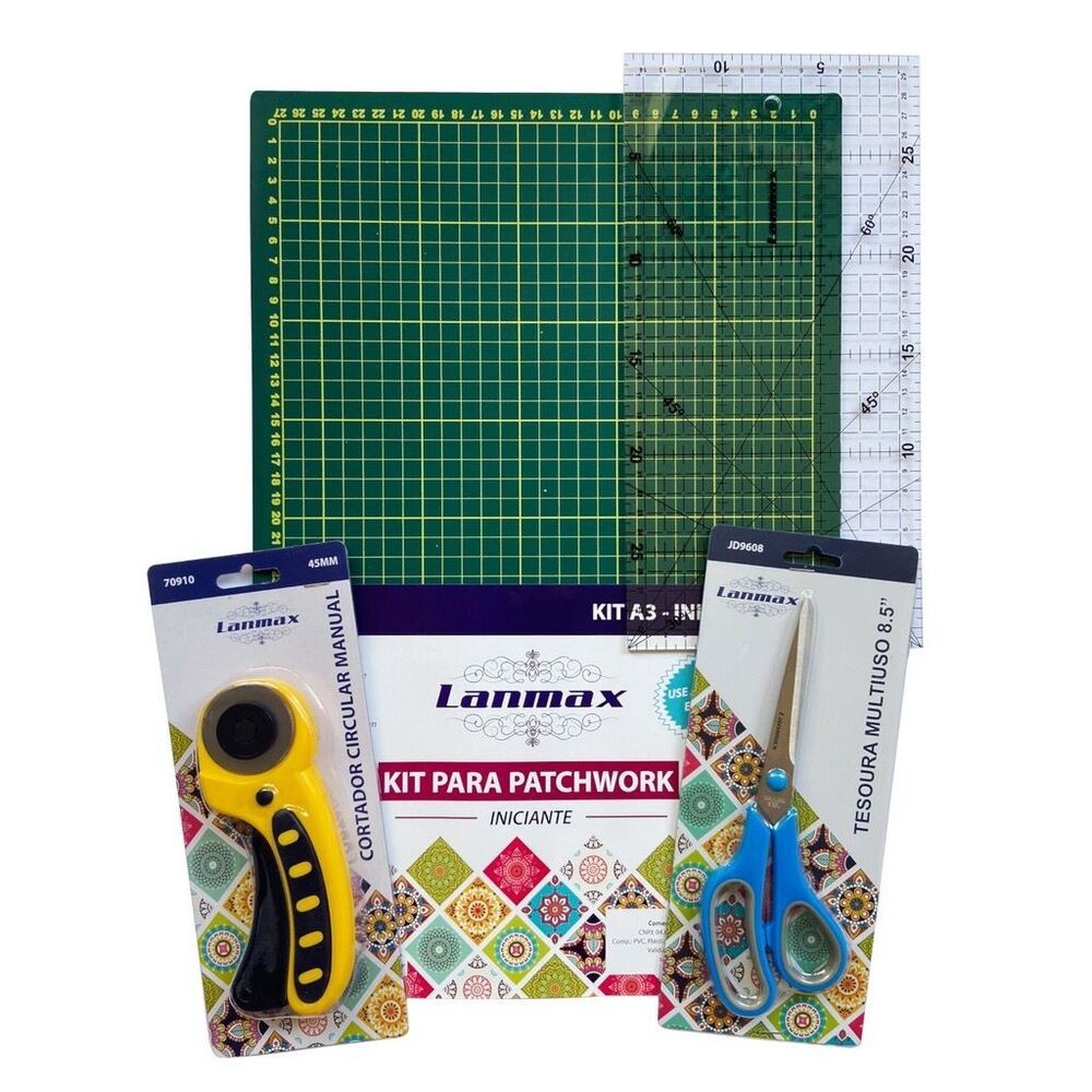 Kit Base Corte Cortador Circular Régua Tesoura Patchwork