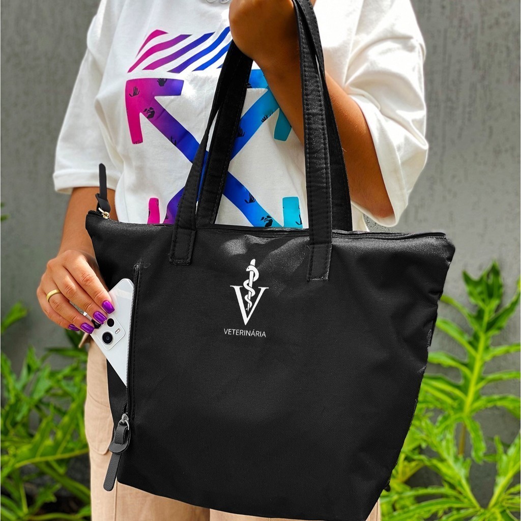 Bolsa Shopper Nylon VETERINARIA  de Ombro Clean Esportiva Academia Bags Gym Feminino Ziper Resistente Treino em Oferta na Shopee