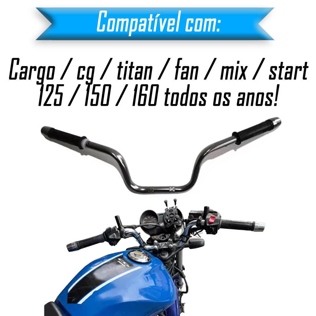Kit Guidão + Manopla Riscadinha Roldana e Peso Pcx Cargo 160 - Todos Os Anos - Cg Titan Fan Start 125 150 (2014 - 2024) — imagem 2 de 2