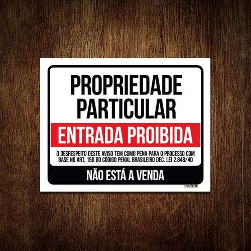 Placa Propriedade Particular Não Está A Venda Preto em Oferta na Shopee