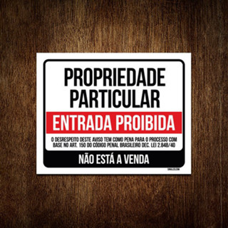Placa Propriedade Particular Não Está A Venda Preto em Oferta na Shopee