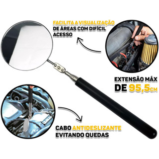 Espelho Telescópico Articulável Cabo Plastificado Inspeção E Reparos Para Mecânico Eletricista Vonder em Oferta na Shopee
