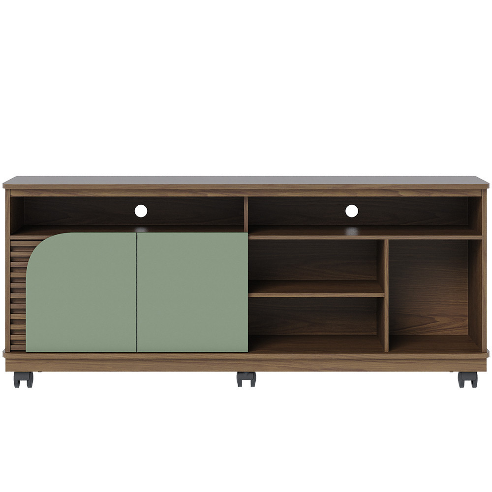 Rack para Sala De Estar TV 65 Pol com Rodízios Laguna C04 Amêndoa Hortelã - Lyam Decor - Home & Living