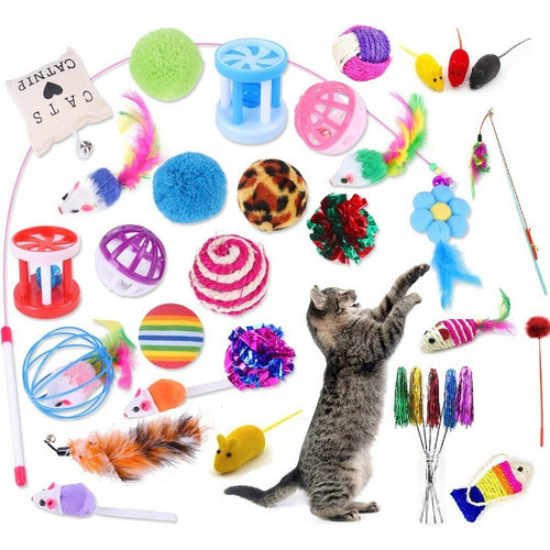Kit 8 Brinquedos para gatos Brinquedo Interativo Para Gato Brinquedos sortidos Com Varinha Diversão