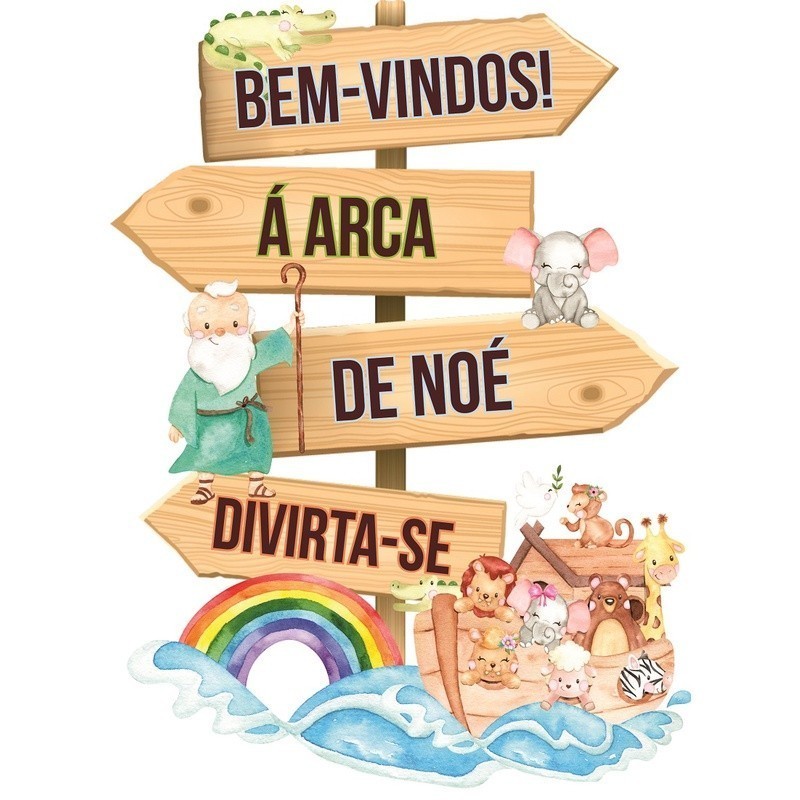 Placa setas Arca de Noé direção Display em MDF